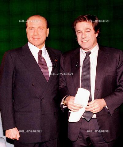 AAE-S-AA0001-EB3C - Silvio Berlusconi with Gianni Minoli the TV show "Mixer" - Date of photography: 05/03/1996 - Maurizio Brambatti, 1996 / © ANSA / Alinari Archives