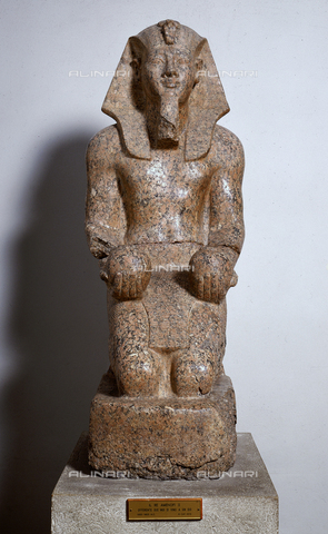 AGC-F-001954-0000 - Statua egizia raffigurante il Faraone Amenofi II che offre due vasi di vino ad un Dio, conservata nel Museo Egizio di Torino - Data dello scatto: 1995 - Archivi Alinari, Firenze