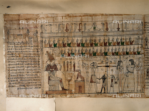 AGC-F-001975-0000 - Particolare del 'Papiro dei Morti' di Tsekhons raffigurante la pesa delle anime ("psicostasia"). Il papiro è conservato nel Museo Egizio a Torino - Data dello scatto: 1975 - Archivi Alinari, Firenze