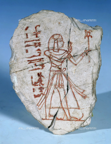 AGC-F-001978-0000 - Bozzetto in pietra proveniente da Deir El Medinehn raffigurante l'immagine di un Faraone. Il reperto è conservato presso il Museo Egizio di Torino - Data dello scatto: 1995 - Archivi Alinari, Firenze