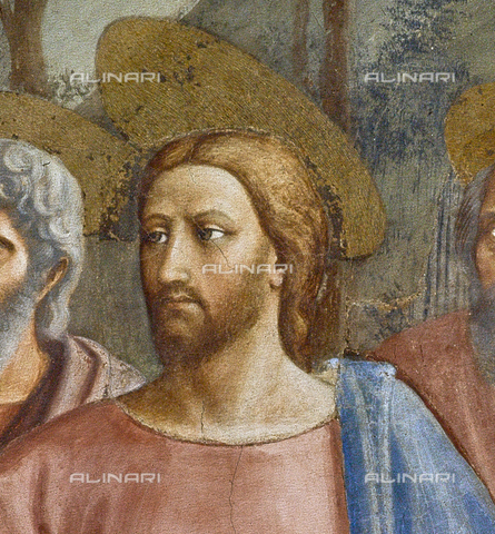 AGC-S-000552-0001 - Face of Christ, detail of the payment of the tribute, fresco, Masaccio (1401-1428), Brancacci Chapel, Church of Santa Maria del Carmine, Florence - Date of photography: 1992 - Alinari Archives, Florence