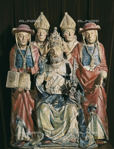 AIS-F-046801-0000 - L'antipapa Pedro de Luna Benedetto XIII (1328-1424), legno policromo, Arte del XVI sec., Museo Marés, Barcellona - M.C. Esteban/berfoto / Iberfoto/Archivi Alinari