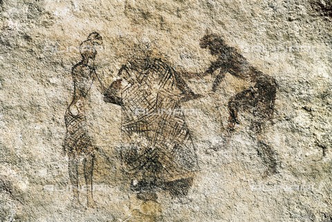 AIS-F-065766-0000 - LIBYA. Tadrart Acacus. Anthropomorphic scene. Neolithic art. Cave. - Vannini / Iberfoto/Archivi Alinari