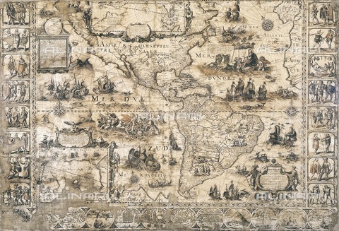 AIS-F-120639-0000 - Map of América (c. 1597) by Cornelius Wytfliet. Painting. CHILE. Santiago. National Historical Museum. - Paul Maeyaert / Iberfoto/Archivi Alinari