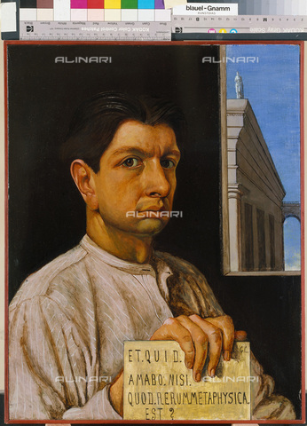 ATK-F-001804-0000 - Autoritratto, Giorgio de Chirico (1888-1978), 1920, olio su legno, Pinakothek der Moderne, Monaco di Baviera, Germania - Joachim Blauel / Artothek/Archivi Alinari