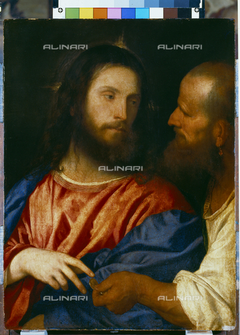 ATK-F-006110-0000 - Cristo della moneta o Tributo della moneta, olio su tavola, Tiziano Vecellio (1488 ca.-1576),  Gemà¤ldegalerie, Dresda - Blauel / Artothek/Archivi Alinari