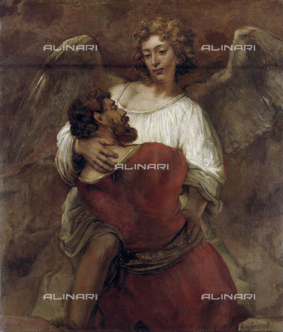 ATK-F-007499-0000 - Giacobbe e l'angelo, 1640-1650 ca., Rembrandt van Rijn (1606-1669), Berlino, Gemà¤ldegalerie - Joachim Blauel / Artothek/Archivi Alinari