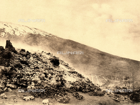 AVQ-A-000007-0005 - A section of the Vesuvian railway track, destroyed by the violent volcano eruption of 1906. - Date of photography: 1906 - Alinari Archives, Florence
