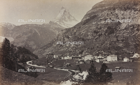 AVQ-A-000012-0008 - View of Zermatt, with the Matterhorn in the background - Date of photography: 1860-1880 - Alinari Archives, Florence