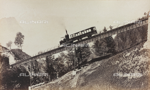 AVQ-A-000012-0015 - A cog railway crossing a railway bridge near the Mount Pilatus - Date of photography: 1860-1880 - Alinari Archives, Florence