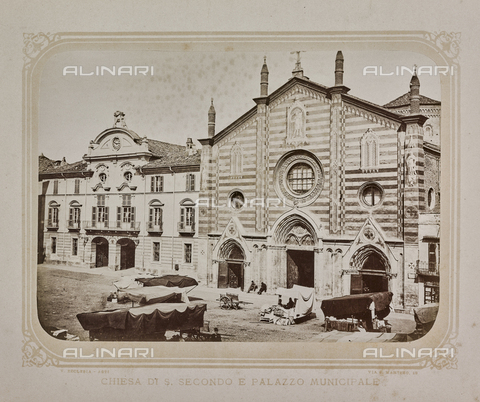 AVQ-A-000020-0006 - View of Church of St Secondo and of the Municipal Building, Asti - Date of photography: 1878 ca. - Alinari Archives, Florence
