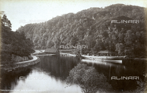 AVQ-A-000223-0054 - View of a lake with wooded shore in the lush Forest of Trossachs in the United Kingdom - Date of photography: 1860-1880 ca. - Alinari Archives, Florence
