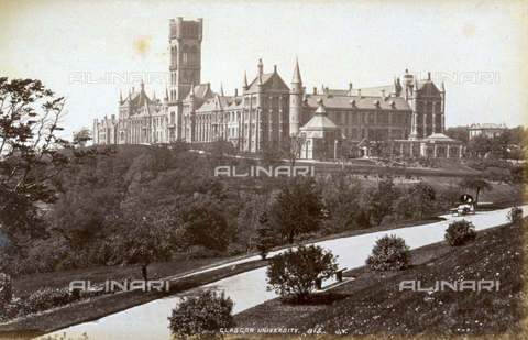 AVQ-A-000223-0061 - The Neo-Gothic complex of the University of Glasgow Overlooking Kelvingrove Park - Date of photography: 1860-1880 ca. - Alinari Archives, Florence