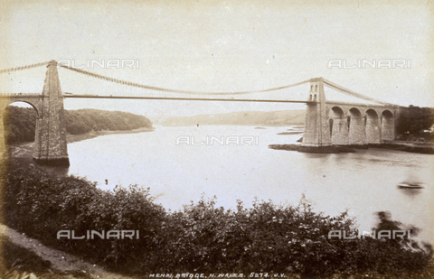 AVQ-A-000223-0093 - The suspension bridge over the Menai on the Island of Anglesey in Great Britain - Date of photography: 1860-1880 ca. - Alinari Archives, Florence