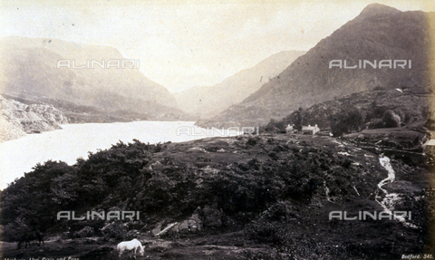 AVQ-A-000223-0098 - A small lake framed by high mountains in the environs of Llanberis, in Wales - Date of photography: 1870-1888 ca. - Alinari Archives, Florence