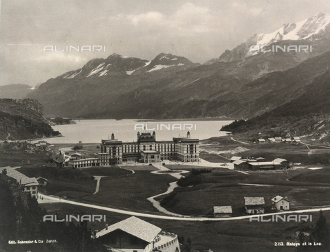 AVQ-A-000370-0016 - View of the monumental Hotel Kursal in Maloja and of Lake Sils, Switzerland - Date of photography: 1890 ca. - Alinari Archives, Florence