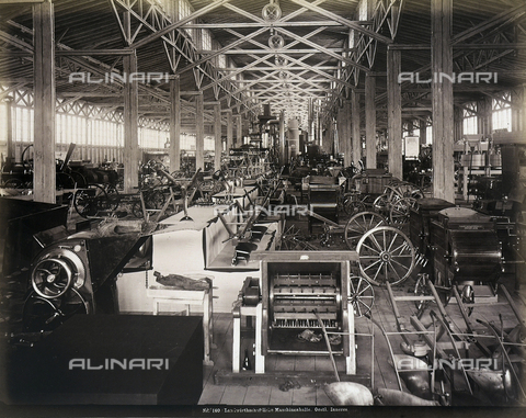 AVQ-A-000456-0052 - Vienna Universal Exhibition of 1873: inside view of the machines pavilion with a display of farming equipment - Date of photography: 1873 - Alinari Archives, Florence