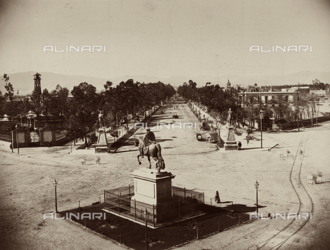AVQ-A-000480-0022 - Equestrian statue of Charles IV in the Plaza Manuel of Mexico City - Date of photography: 1896 - Alinari Archives, Florence