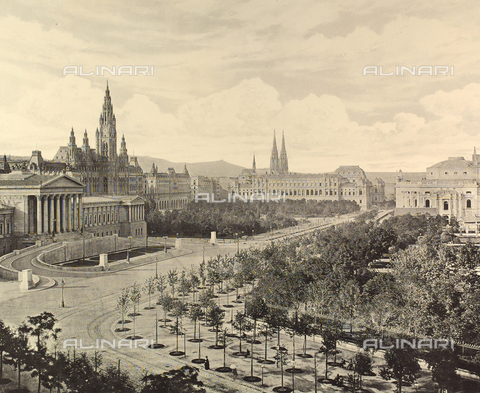 AVQ-A-000671-0005 - Parliament Building of Vienna and Franzensring Boulevard.  Photograph taken from "Album von Wien" edited by V. A. Heck of Vienna, printed by M. Jaffé of Vienna - Date of photography: 1905 ca. - Alinari Archives, Florence