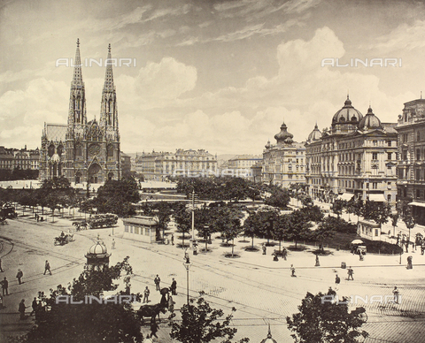 AVQ-A-000671-0007 - Maximilianplatz in Vienna and the Votivkirche. Photograph taken from "Album von Wien" edited by V. A. Heck of Vienna, printed by M. Jaffé of Vienna - Date of photography: 1905 ca. - Alinari Archives, Florence