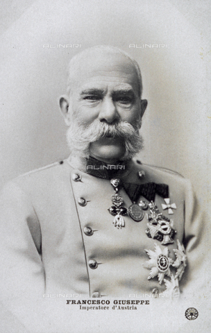 AVQ-A-000806-0039 - Half-length portrait of the Austrian Emperor Francis Joseph of Hapsburg-Lorraine, with numerous medals on his chest - Date of photography: 1900-1910 - Alinari Archives, Florence