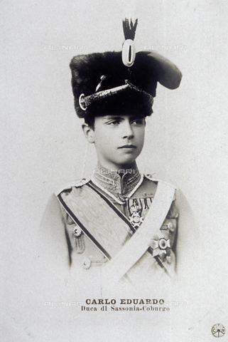 AVQ-A-000806-0096 - Half-length portrait of the adolescent Charles Edward Duke of Saxe-Coburg. He is wearing military dress - Date of photography: 1900-1905 - Alinari Archives, Florence