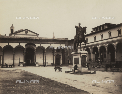 AVQ-A-000851-0014 - ''Photographs Florence-Pisa'': piazza della Santissima Annunziata with the equestrian statue of grand duke Ferdinando I de' Medici - Date of photography: 1856 - Alinari Archives, Florence