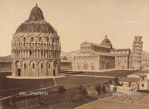 AVQ-A-001185-0038 - The Campo dei Miracoli in Pisa, with the Cathedral, the Leaning Tower and the Baptistry - Date of photography: 1875-1880 - Alinari Archives, Florence