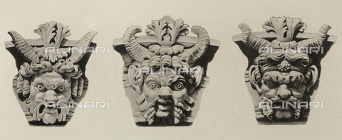 AVQ-A-001263-0043 - The decorative furnishings of the Nouveau Louvre and the Palace des Tuileries, Paris: carving with stone masks - Date of photography: 1855 ca. - Alinari Archives, Florence