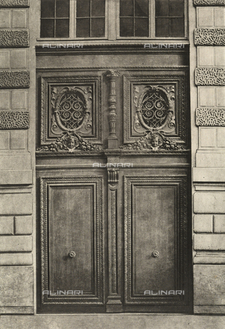 AVQ-A-001263-0044 - The decorative furnishings of the Nouveau Louvre and the Palace des Tuileries, Paris: carving depicting a door with geometric squares and vegetal designs - Date of photography: 1855 ca. - Alinari Archives, Florence