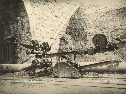 AVQ-A-001321-0003 - Construction of Worcheiner Tunnels, begun in 1897. The tunnel connected the general plan to Trieste. The image shows a Siemens and Halske drill The album was commissioned by the Friulian entrepreneur Giacomo Ceconi from Montececon - Date of photography: 1905 ca. - Alinari Archives, Florence