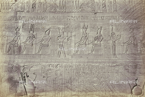 AVQ-A-001437-0010 - "Egypt and Palestine": wall carved with hieroglyphs and depictions of Egyptian divinities, Dendera - Date of photography: 1857 - Alinari Archives, Florence