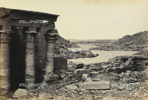 AVQ-A-001437-0012 - "Egypt and Palestine": detail of the pavilion of Trajan inside the monumental complex of Philae, Island of Agilkia, environs of Assuan, Egypt - Date of photography: 1857 - Alinari Archives, Florence