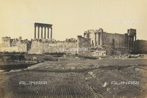 AVQ-A-001437-0016 - "Egypt and Palestine": ruins of the temple of Jupiter or of the sun, archaeological area of Heliopolis or Baalbek, ancient Syrian city now in Lebanon - Date of photography: 1857 - Alinari Archives, Florence