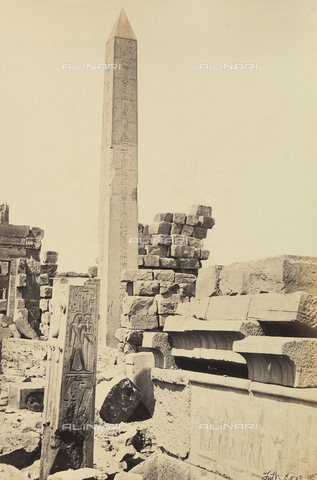 AVQ-A-001437-0027 - "Egypt and Palestine": granite obelisk built by the pharoah Tutmosis I and the queen Hatshepsut in the great temple of Amon-Ra, Karnak, Egypt - Date of photography: 1857 - Alinari Archives, Florence