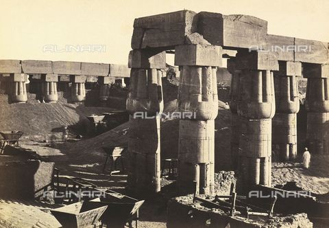 AVQ-A-001437-0031 - "Egypt and Palestine": colonnade of the courtyard of the festival of Amenhotep III in the temple of Luxor (El-Uqsor), Egypt - Date of photography: 1857 - Alinari Archives, Florence