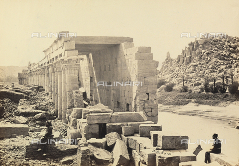 AVQ-A-001437-0050 - "Egypt and Palestine": temple dedicated to Isis, detail of the colonnade, monumental complex of Philae, Island of Agilikia, environs of Assuan, Egypt - Date of photography: 1857 - Alinari Archives, Florence