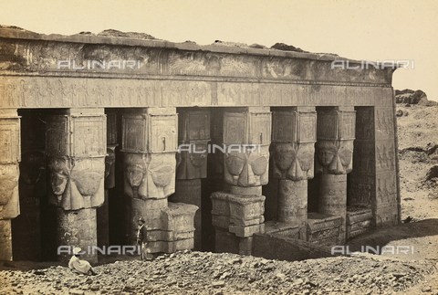 AVQ-A-001437-0056 - "Egypt and Palestine": facade of the pronaos of the Roman-era temple dedicated to the goddess Hathor at Dandara, Upper Egypt - Date of photography: 1857 - Alinari Archives, Florence