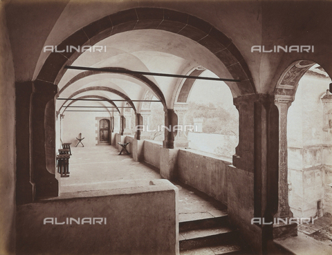 AVQ-A-001553-0017 - The second floor loggia in the castle at Issogne, Valle d'Aosta - Date of photography: 1878-1882 ca. - Alinari Archives, Florence