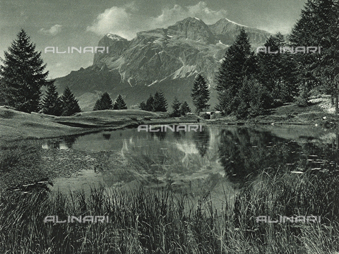 AVQ-A-001889-0043 - Landscape between Cortina d'Ampezzo and the Three Crosses with Mount Tofana in the background - Date of photography: 1925-1930 - Alinari Archives, Florence