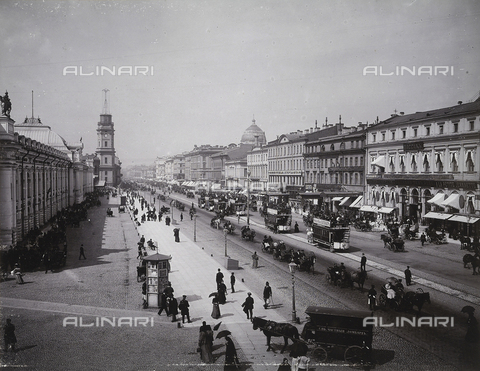 AVQ-A-002408-0008 - View with people of the Nevsky Prospekt, from the Public Library in St. Petersburg, Russia - Date of photography: 1880-1890 ca. - Alinari Archives, Florence