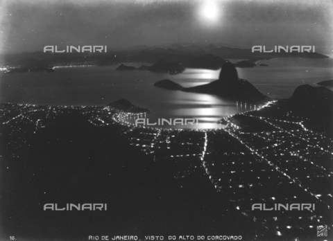 AVQ-A-002898-0012 - Nighttime view of Rio de Janeiro taken from Corcovado - Date of photography: 1910-1920 ca. - Alinari Archives, Florence