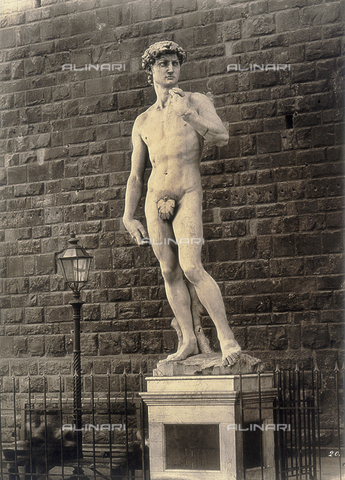 AVQ-A-002965-0044 - David, by Michelangelo in Piazza Signoria in Florence - Date of photography: 1853-1854 - Alinari Archives, Florence