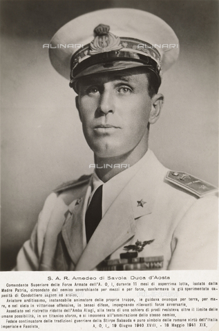 AVQ-A-003668-0006 - Portrait of Amedeo of Savoia, Duke of Aosta, in uniform - Date of photography: 1940 ca. - Alinari Archives, Florence