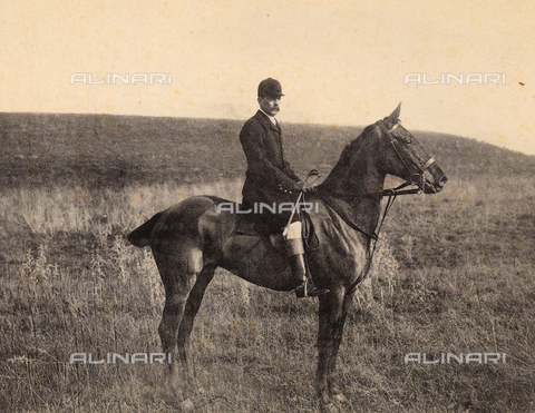 AVQ-A-003771-0013 - Portrait of a jockey on horseback during a fox hunt in Cecchignola, near Rome - Date of photography: 10/12/1896 - Alinari Archives, Florence