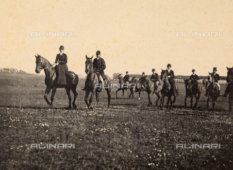 AVQ-A-003771-0053 - Group portrait, on horseback, during a fox hunt in the countryside at Pineto Sacchetti, near Rome - Date of photography: 25/02/1897 - Alinari Archives, Florence