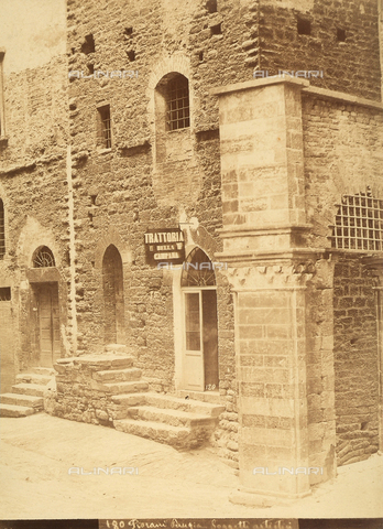 AVQ-A-003849-0070 - View of the Medieval center of Perugia and the entrance to a "trattoria" - Date of photography: 1875 ca. - Alinari Archives, Florence