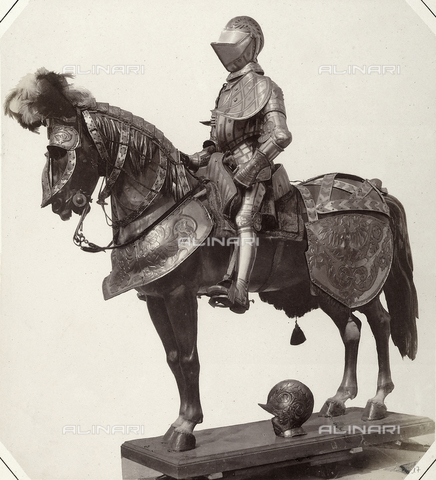AVQ-A-003863-0017 - Horse trappings and sixteenth century suit of armor of the Archduke Ferdinand, count of Tyrol, preserved in Austria - Date of photography: 1859 - Alinari Archives, Florence