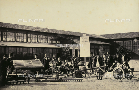 AVQ-A-003967-0020 - "Esposizione Italiana of 1861": reconstruction of the power and presentation of various implements of the cultivation of hemp - Date of photography: 1861 - Alinari Archives, Florence