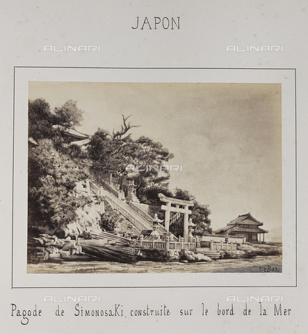 AVQ-A-004363-0020 - Album "J. D.": Simonosaki pagoda on the shore of the sea - Date of photography: 1866 - Alinari Archives, Florence